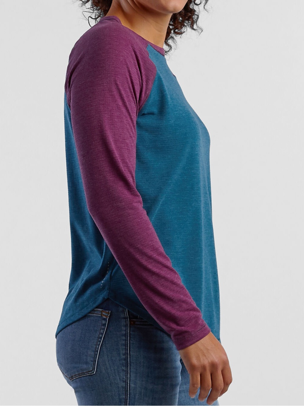 Title Nine Notton Long Sleeve Baseball Tee L NWT Purple Blue